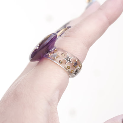MOON RING / PURPLE / CLEAR / #13