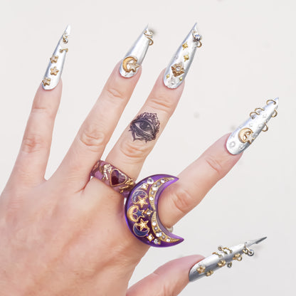 MOON RING / PURPLE / CLEAR / #13