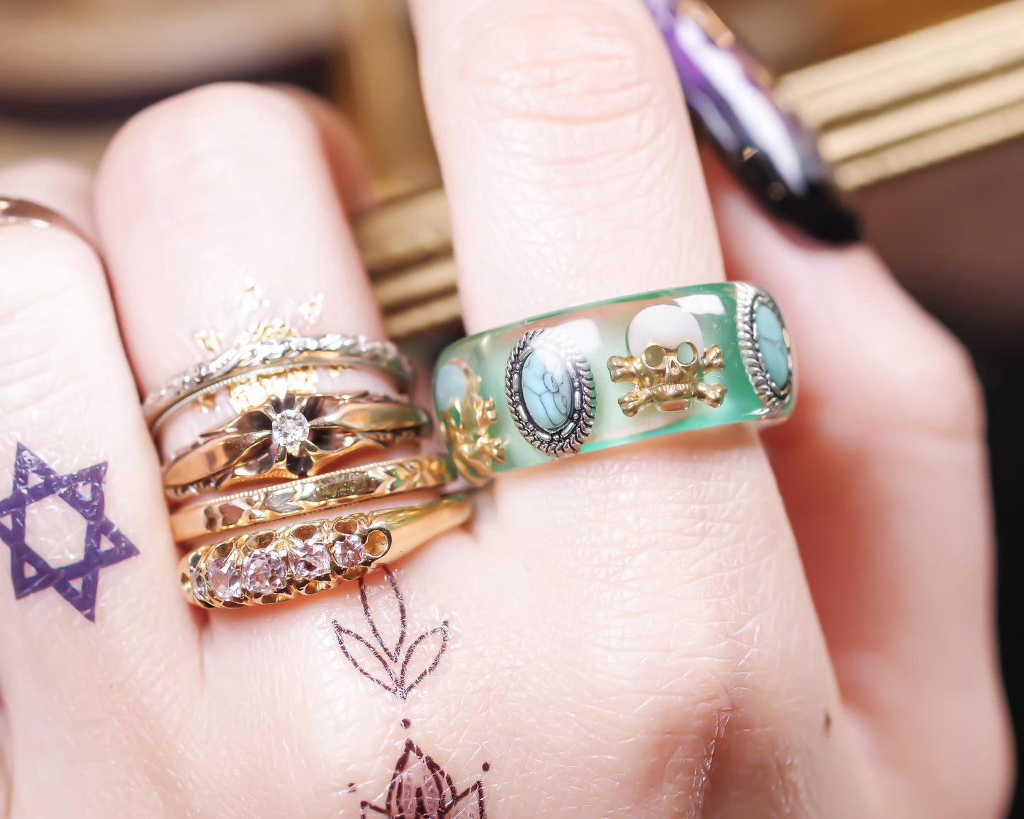 MEMENTO MORI RING / GREEN / TURQUOISE / #10 