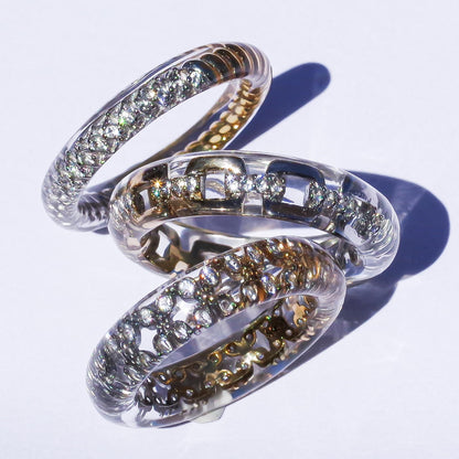 Classic Chain Dual Tone Ring - Clear × Silver × Gold / #8 #14 #16