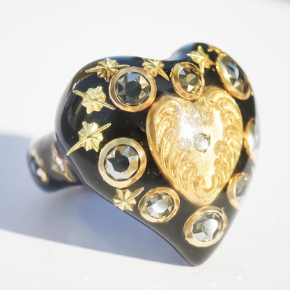 LOVE RING / HEART / GOLD / BLACK / #14