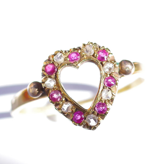 HEART RING / RUBY / DIAMOND / UK /9K / #12