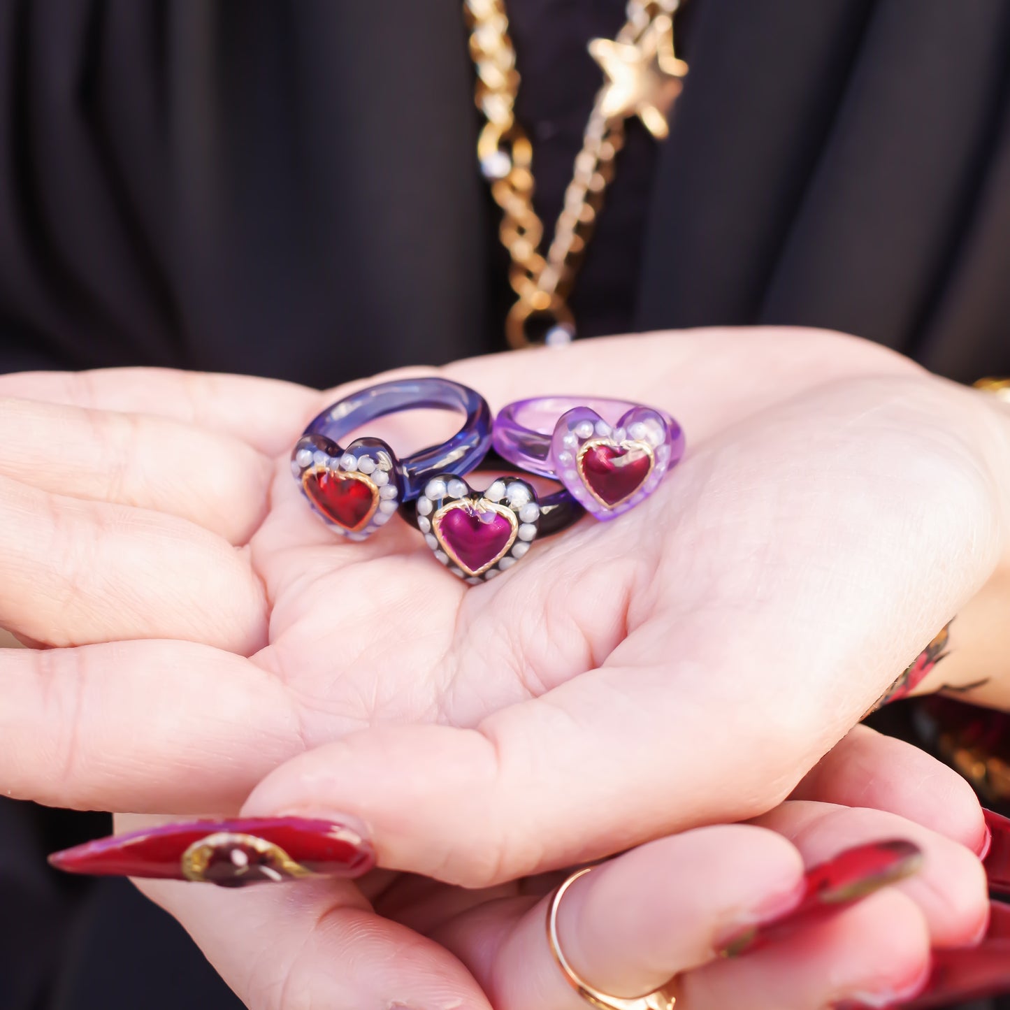 LOVE RING / HEART PEARL / PURPLE / #10 #13