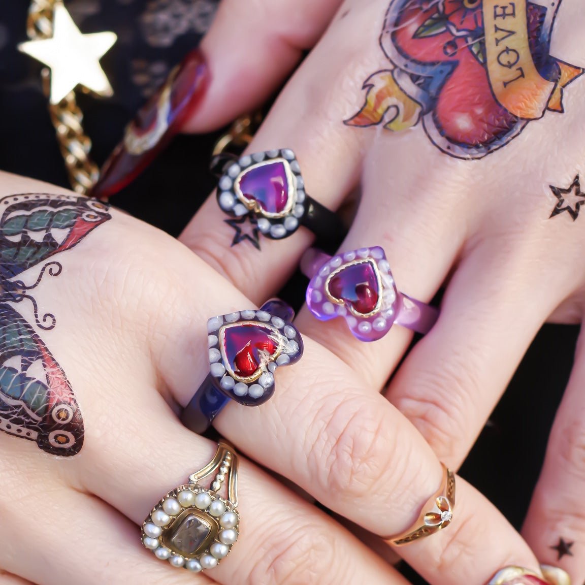 LOVE RING / HEART PEARL / PURPLE / #10 #13