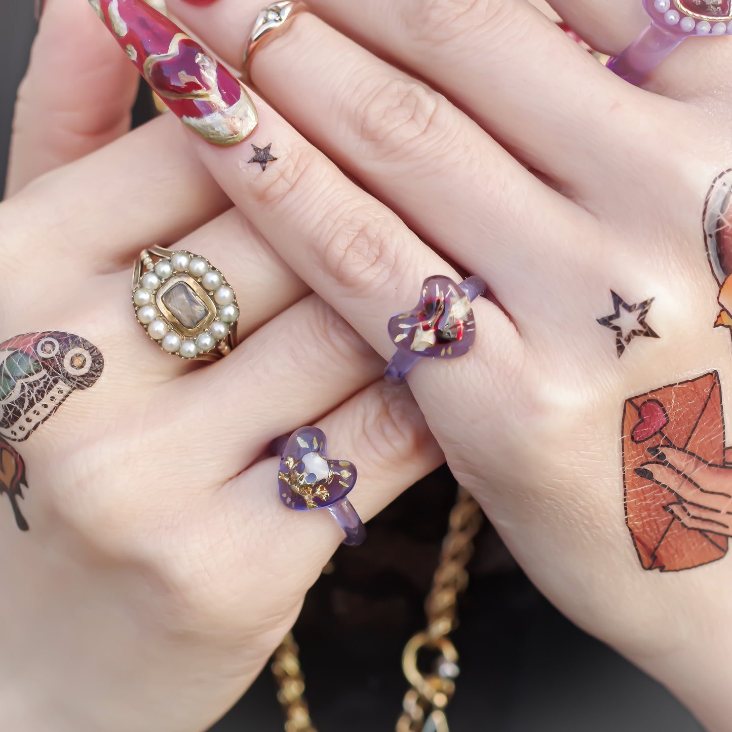 LOVE PINKY RING / HEART SKULL / PURPLE / #3