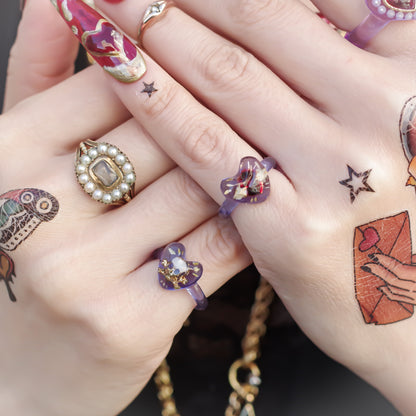 LOVE PINKY RING / HEART SKULL / PURPLE / #3