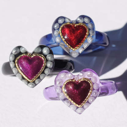 LOVE RING / HEART PEARL / PURPLE / #10 #13