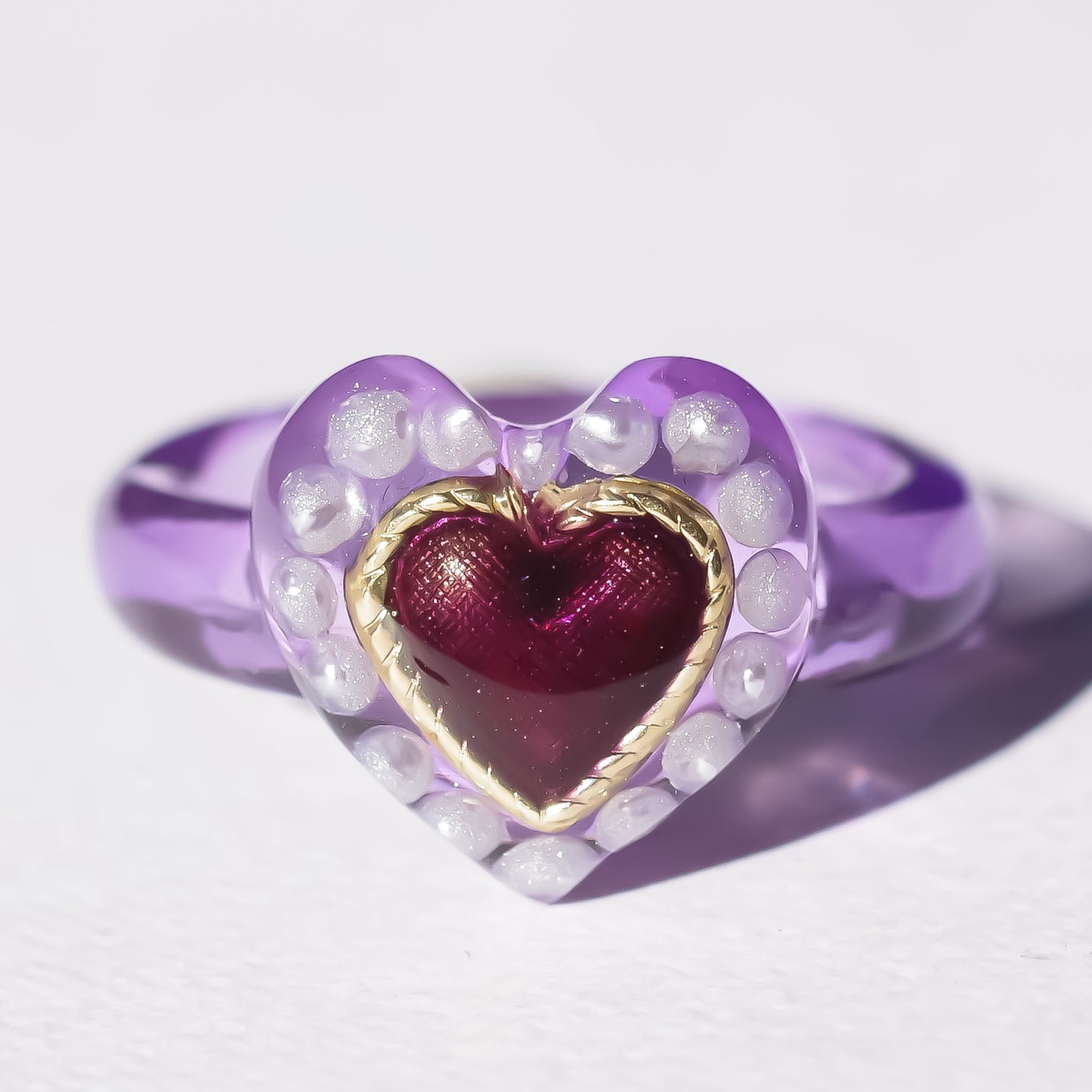 LOVE RING / HEART PEARL / PURPLE / #10 #13