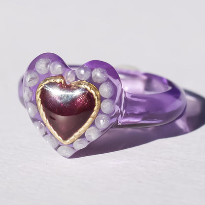 LOVE RING / HEART PEARL / PURPLE / #10 #13
