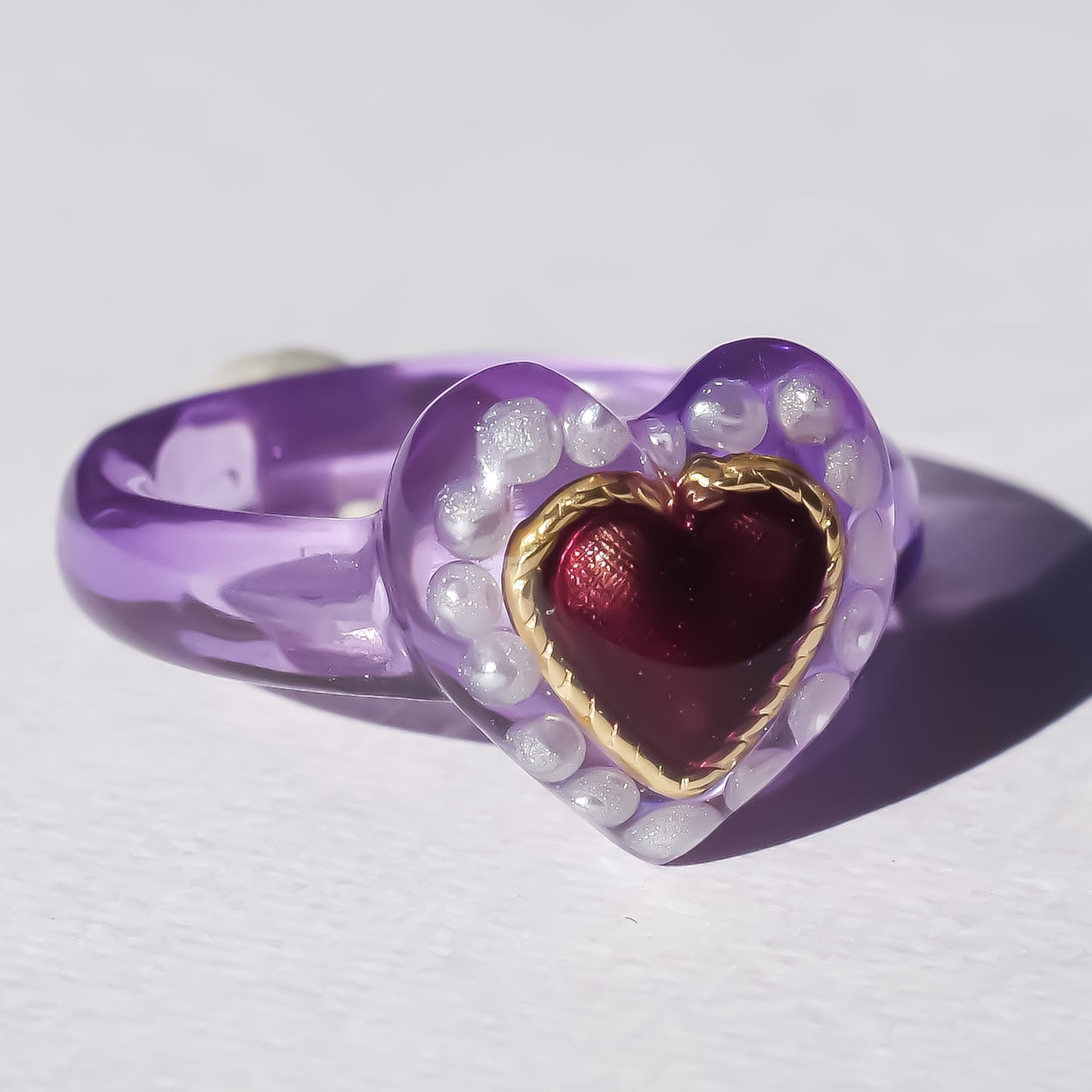 LOVE RING / HEART PEARL / PURPLE / #10 #13