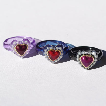 LOVE RING / HEART PEARL / PURPLE / #10 #13