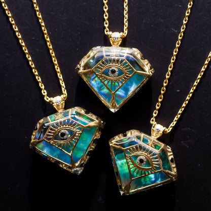 Prismatic Eye Diamond Necklace - Aurora Opal