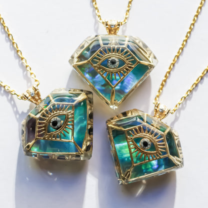 Prismatic Eye Diamond Necklace - Aurora Opal