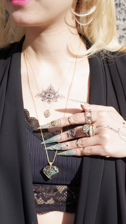 Prismatic Eye Diamond Necklace - Aurora Opal