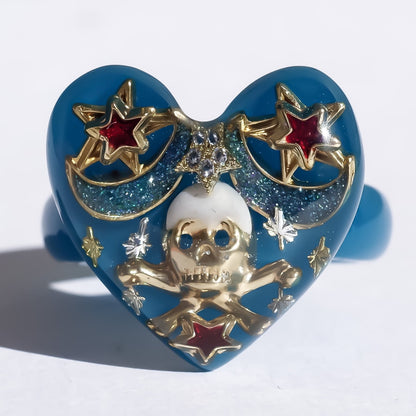 MEMENTO MORI RING / HEART / BLUE / #13