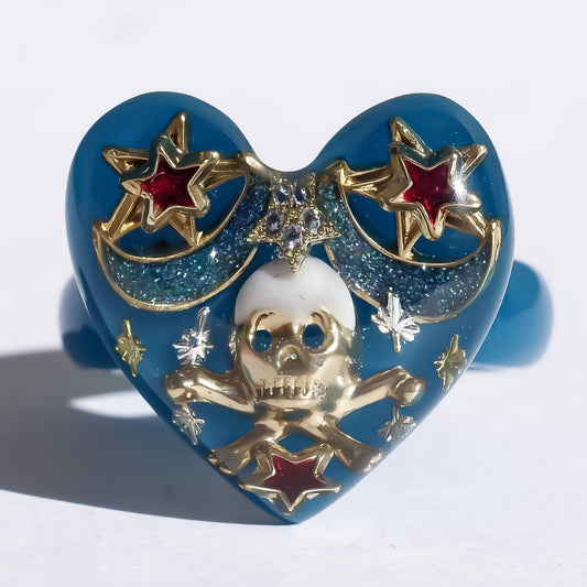 MEMENTO MORI RING / HEART / BLUE / #13