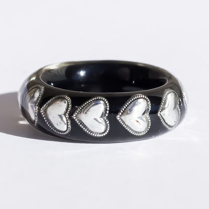 LOVE RING / HEART / BLACK / SILVER / #12