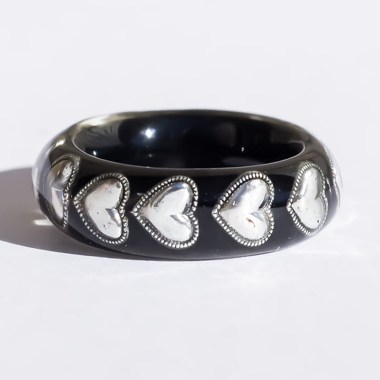 LOVE RING / HEART / BLACK / SILVER / #12