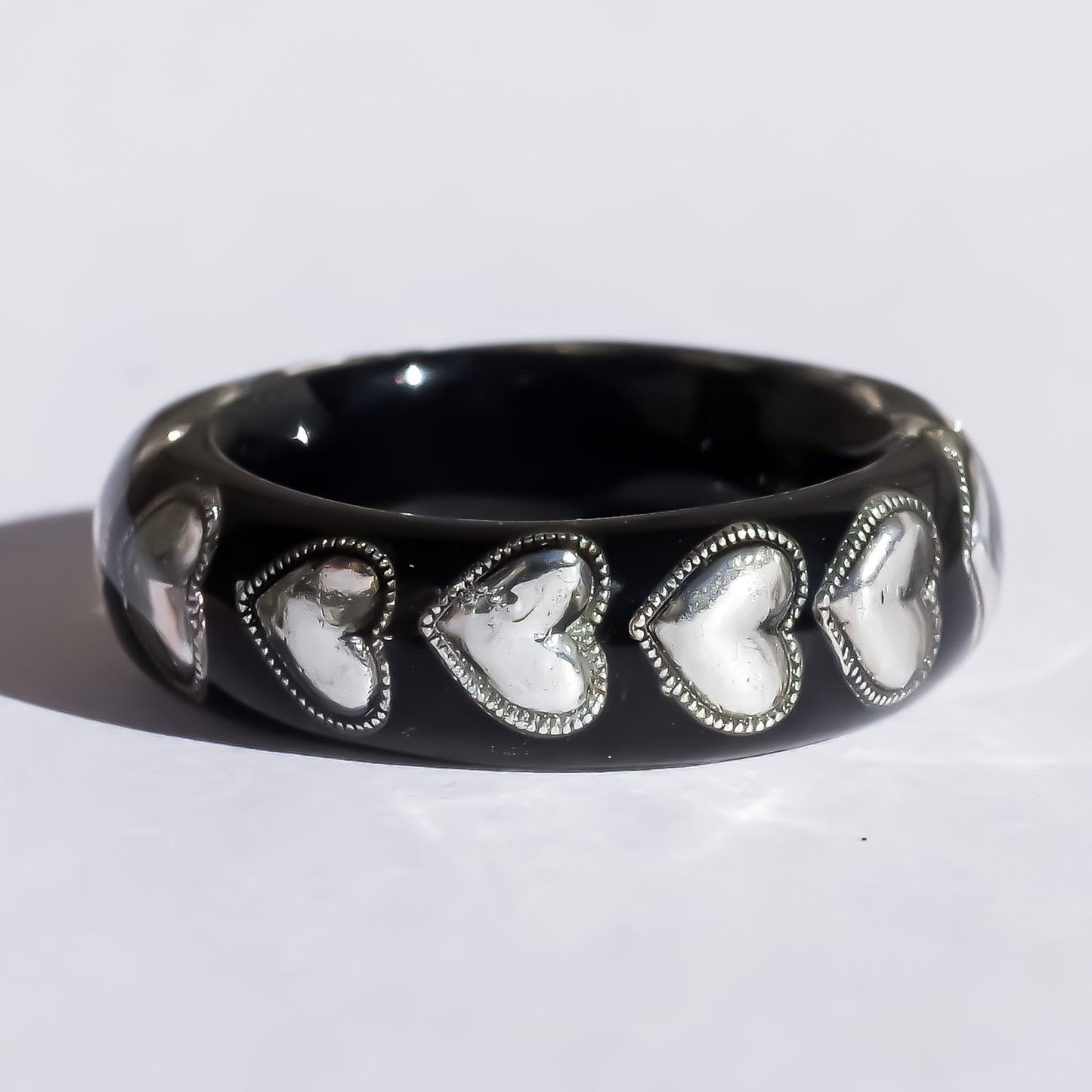 LOVE RING / HEART / BLACK / SILVER / #12