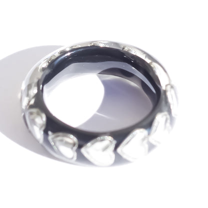 LOVE RING / HEART / BLACK / SILVER / #12