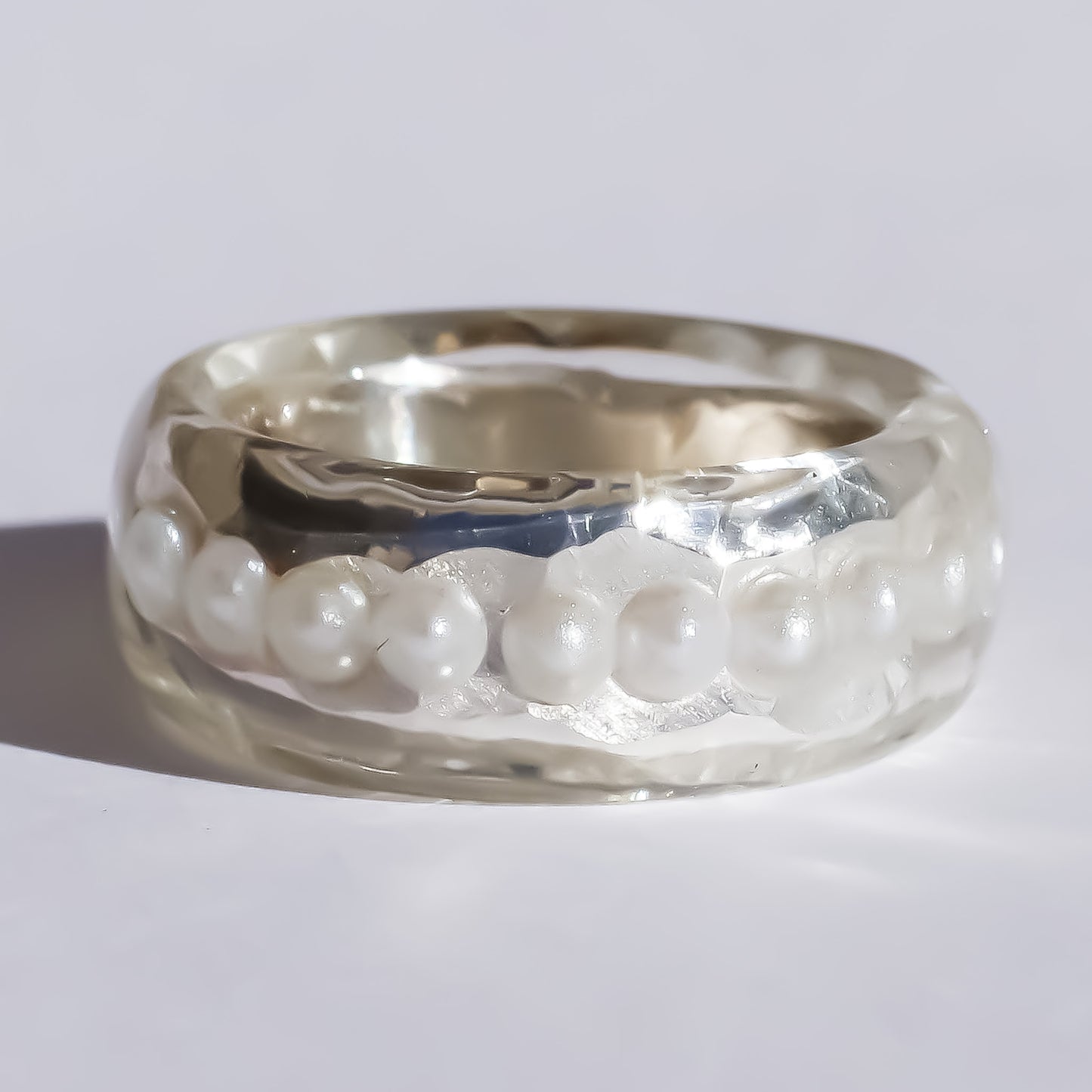 LOVE RING / HEART / SILVER / PEARL / #14