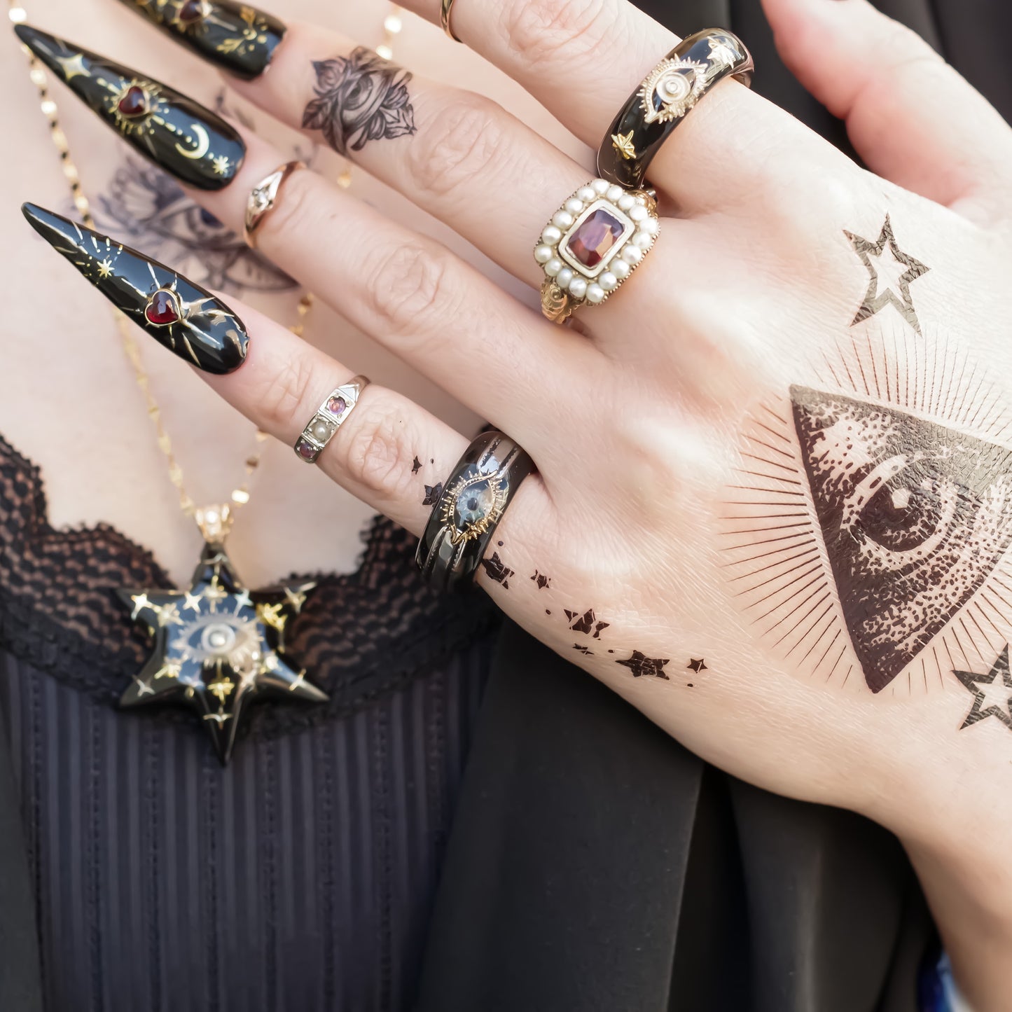 EYE RING / SILVER / BLACK / STAR / #3 