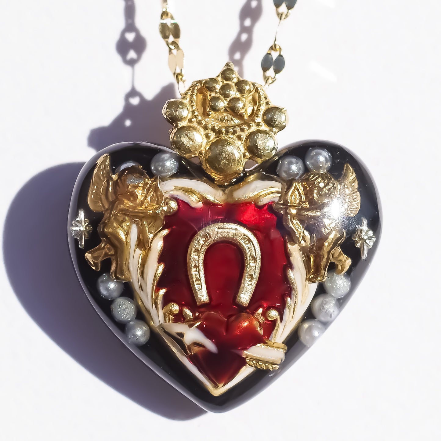 ANGEL NECKLACE / HEART / HORSESHOE /BLACK 