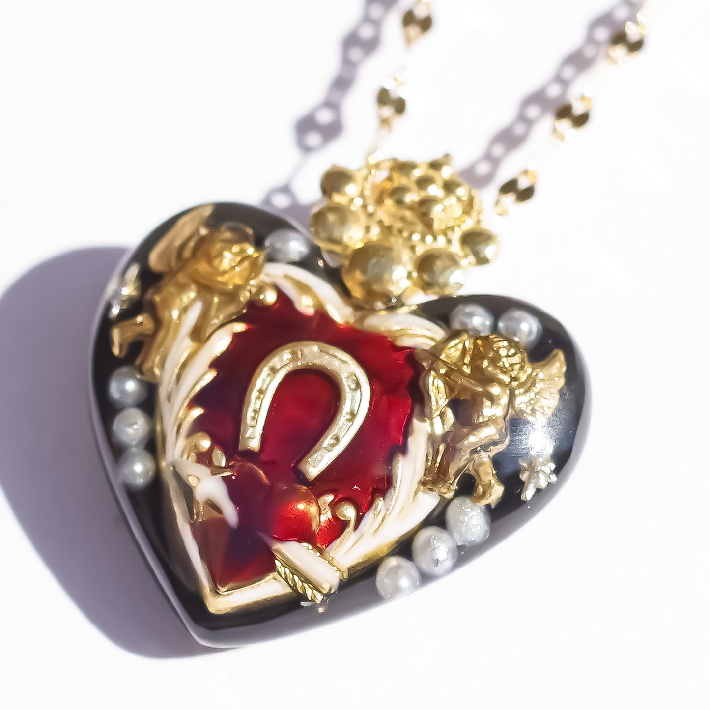 ANGEL NECKLACE / HEART / HORSESHOE /BLACK 
