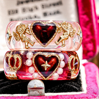 The Cupid’s Royal Heart Ring - Smoky Pink × Gold  / #11 #12 #14