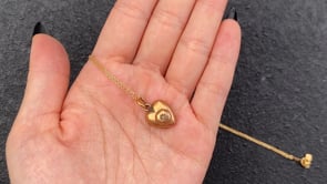 HEART LOCKET NECKLACE / WHITE SAPPHIRE / 9K