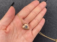 HEART LOCKET NECKLACE / BLUE SAPPHIRE / 9K