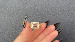 MOURNING RING / GARNET / LONDON / 18K / #12.5