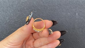 PEARL & DIAMOND RING / UK (18KYG) #13