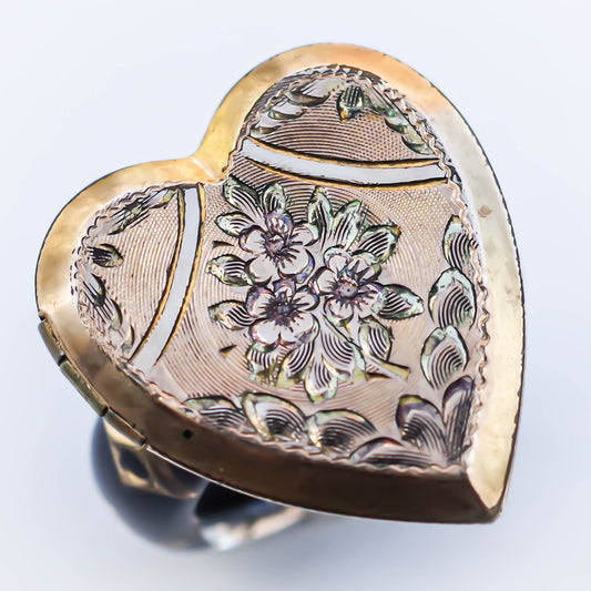 HEART LOCKET RING / FLOWER / #12 / 14KGF