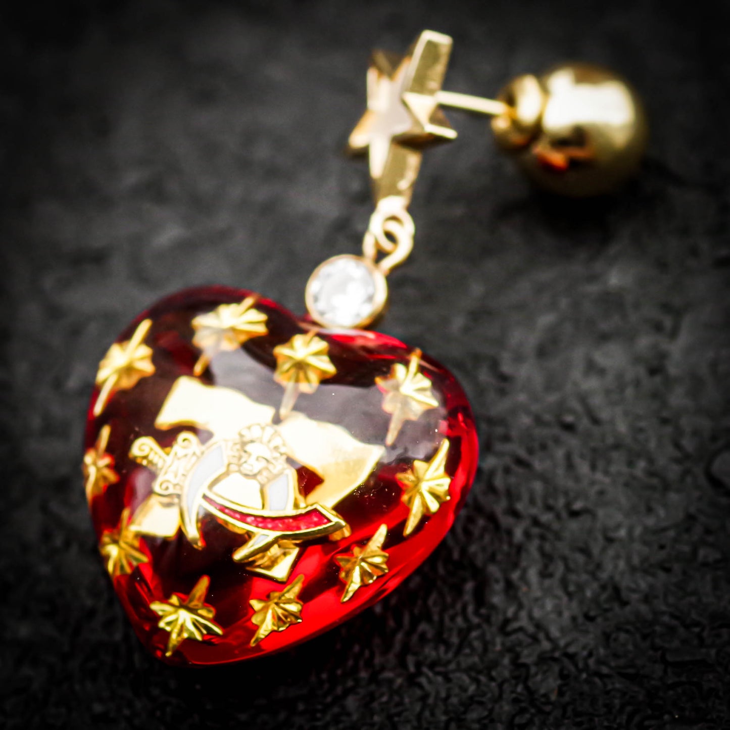 HEART EARRING / SHRINER  / RED / 1P
