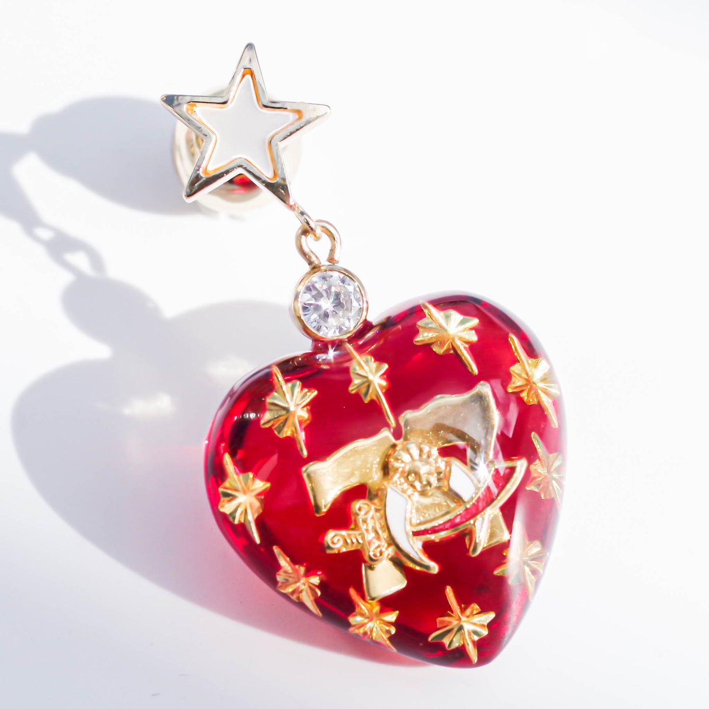 HEART EARRING / SHRINER  / RED / 1P