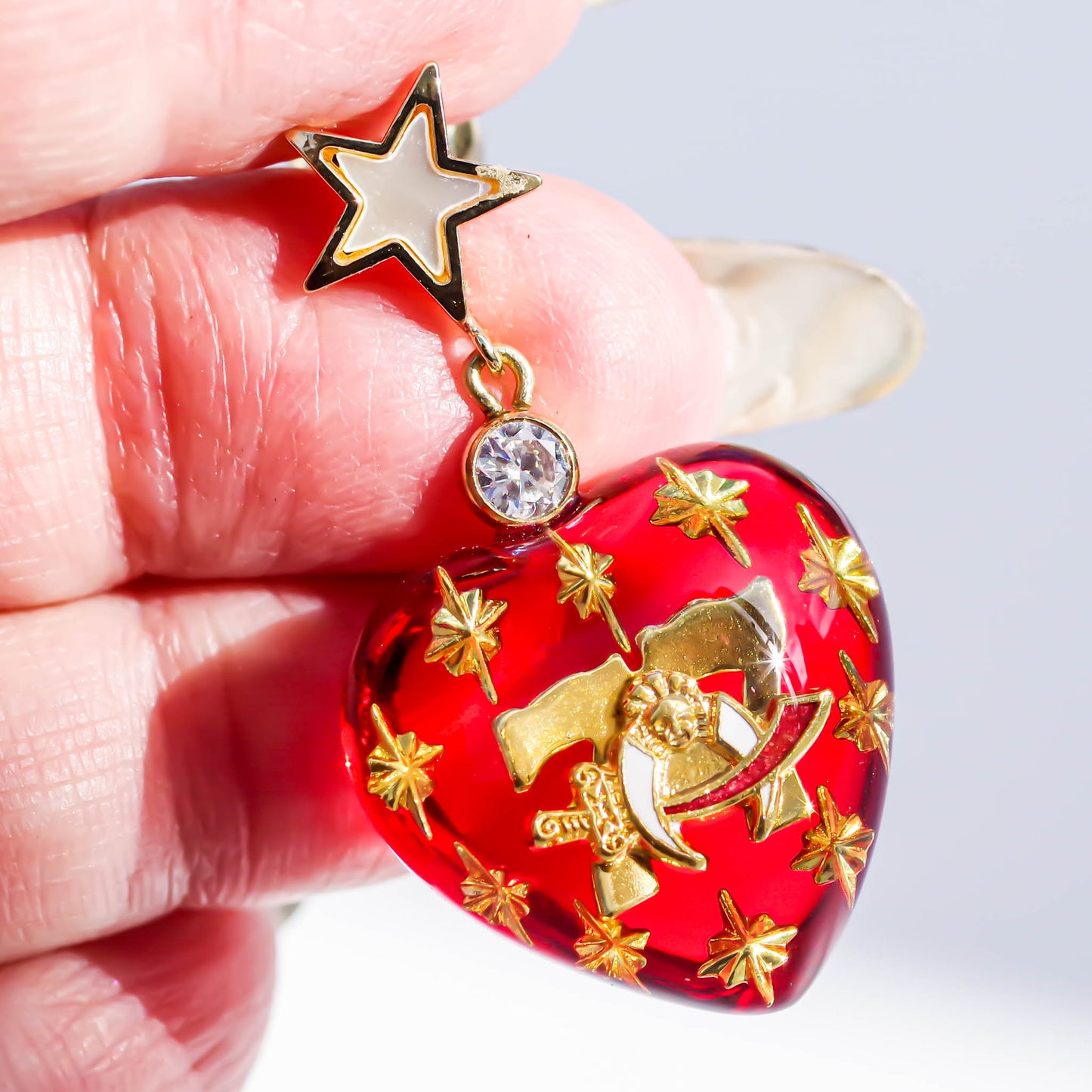 HEART EARRING / SHRINER  / RED / 1P