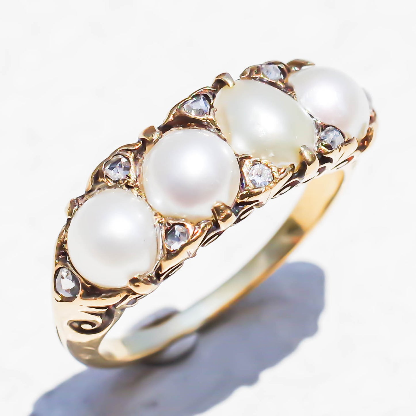 PEARL & DIAMOND RING / UK (18KYG) #11