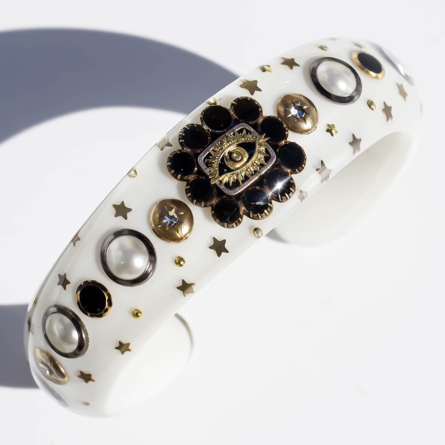 MOURNING BRACELET / WHITE BLACK / EYE / ONYX