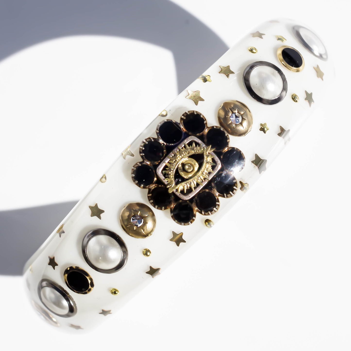 MOURNING BRACELET / WHITE BLACK / EYE / ONYX