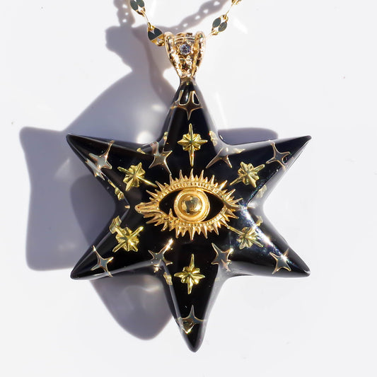 EYE NECKLACE / STAR / BLACK GOLD