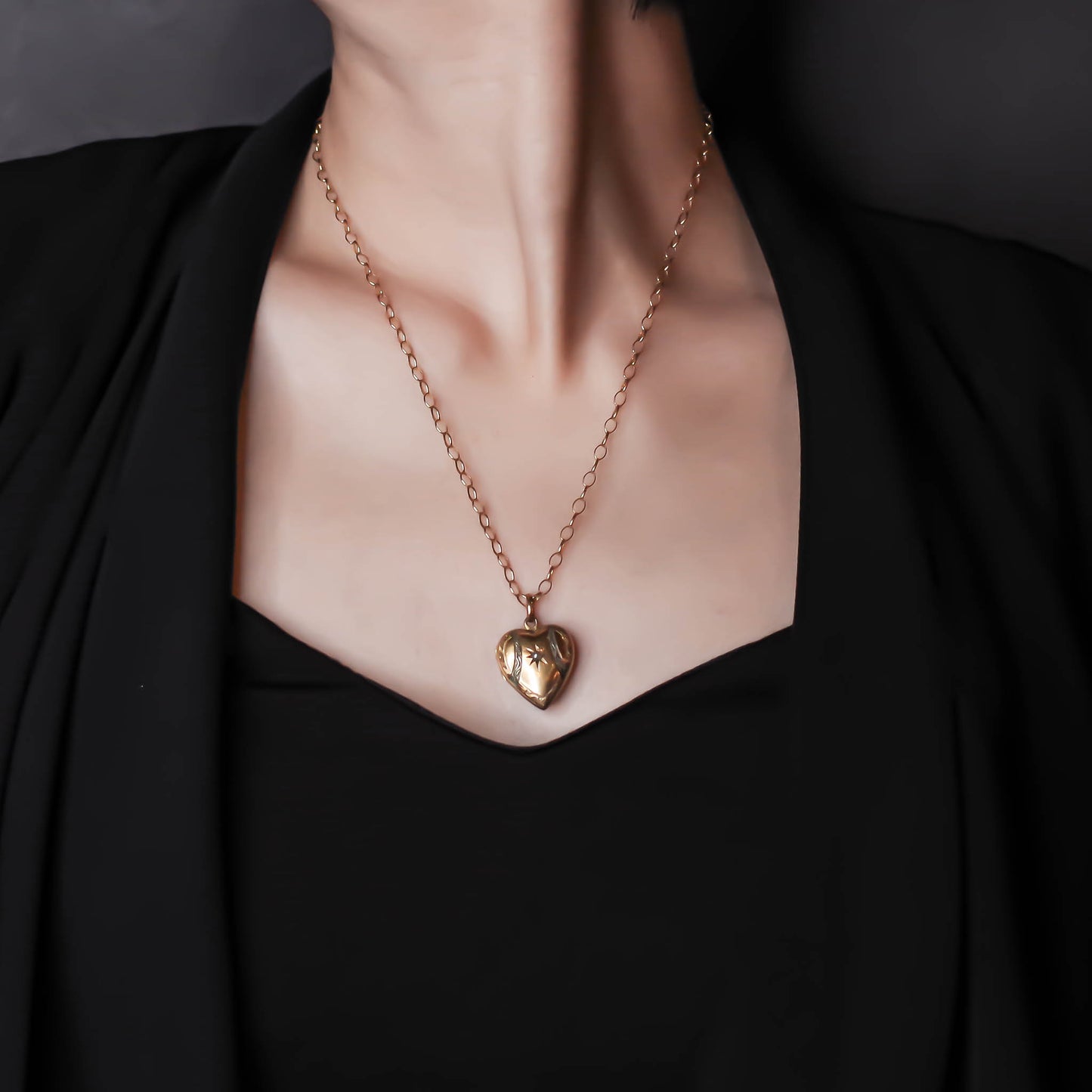 HEART LOCKET NECKLACE / PEARL / 9K