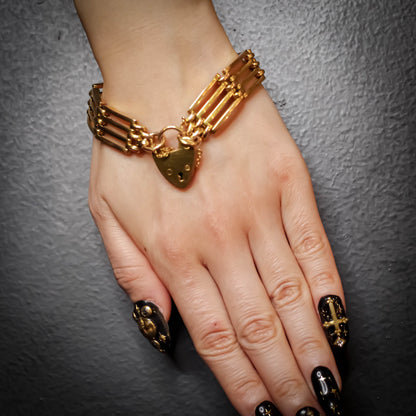 PADLOCK HEART BRACELET 4 / 9K / UK / ART DECO