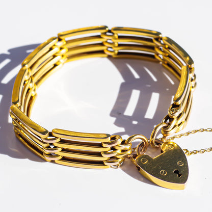 PADLOCK HEART BRACELET 4 / 9K / UK / ART DECO