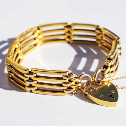 PADLOCK HEART BRACELET 4 / 9K / UK / ART DECO