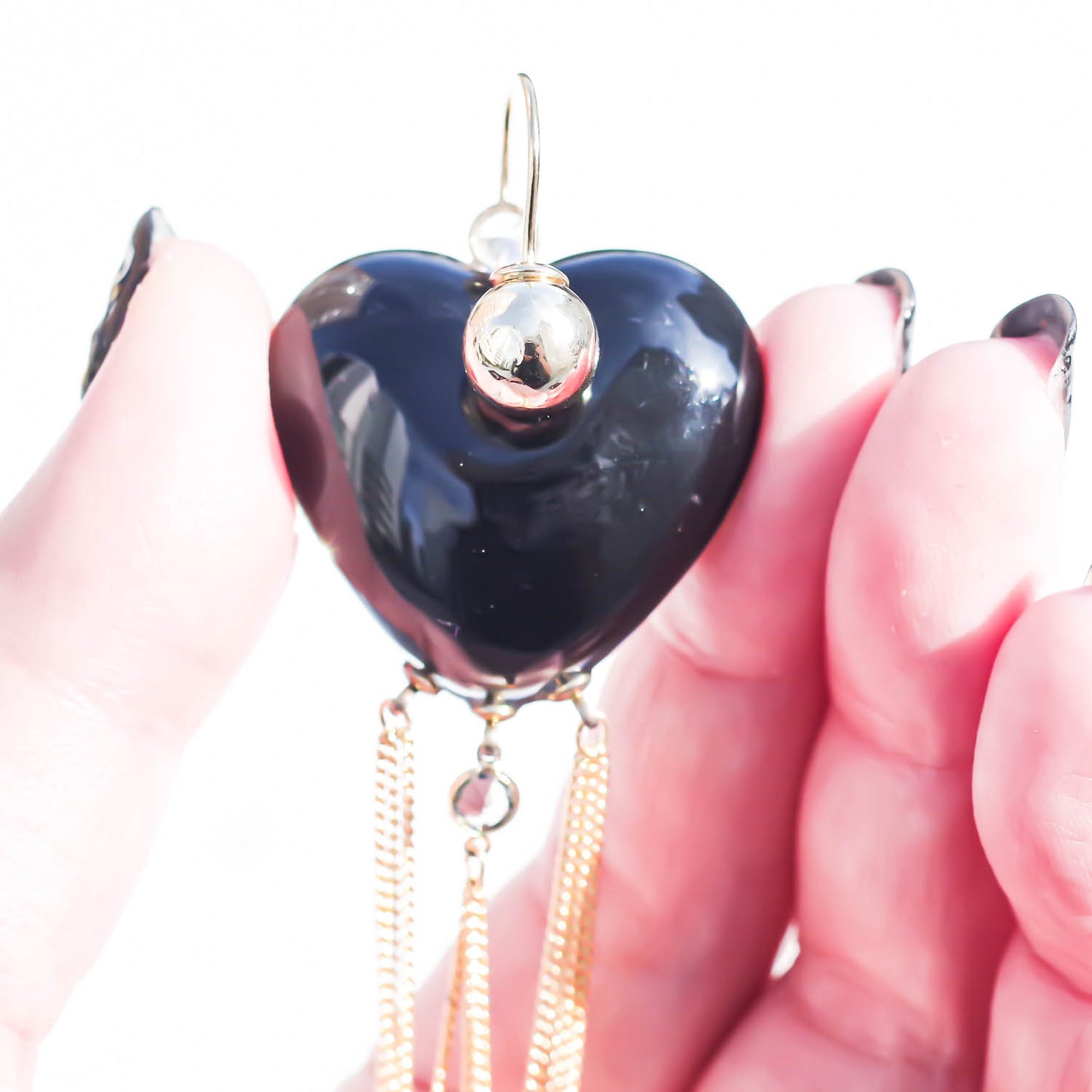 MOON & STAR EARRING / HEART / BLACK (1 piece)