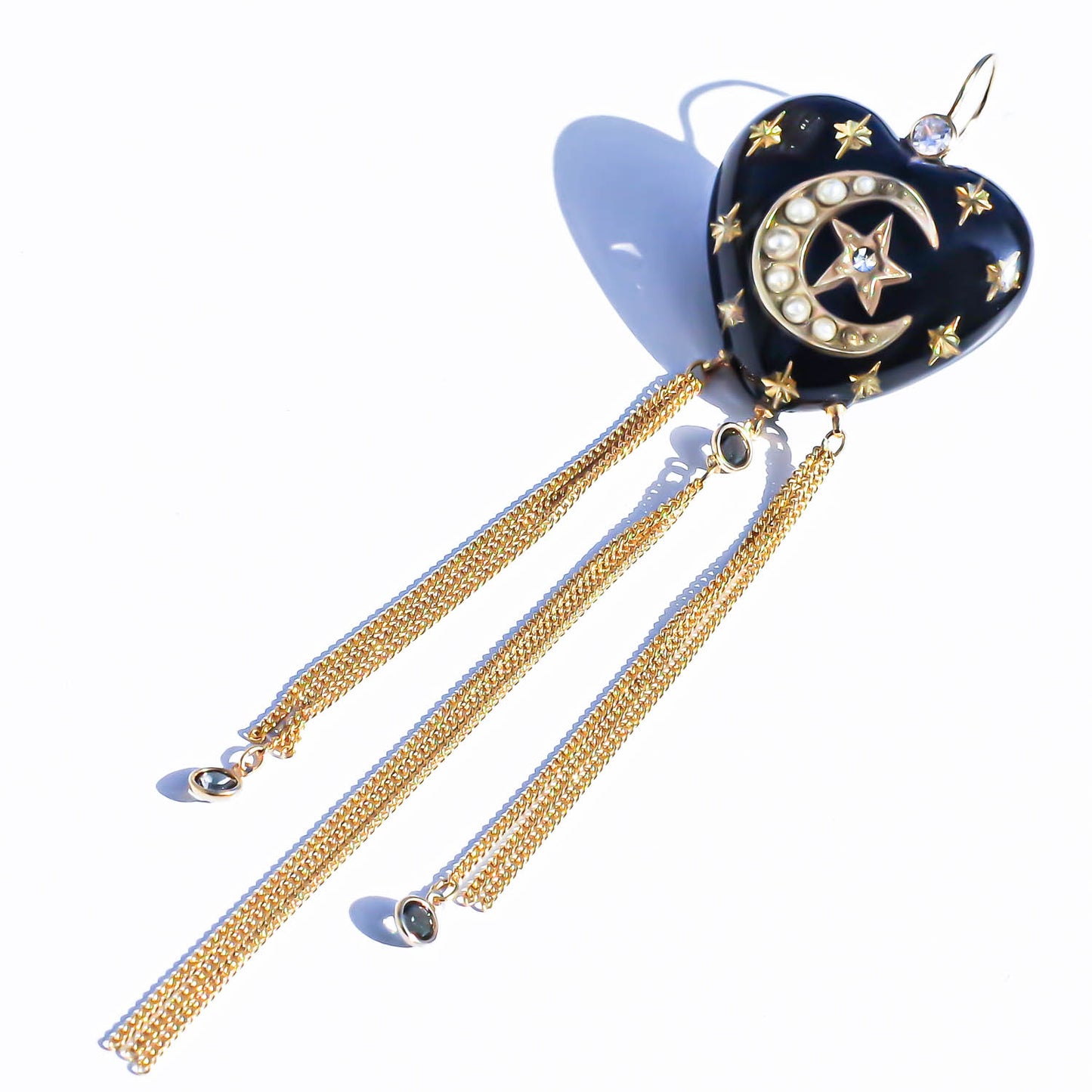 MOON & STAR EARRING / HEART / BLACK (1 piece)