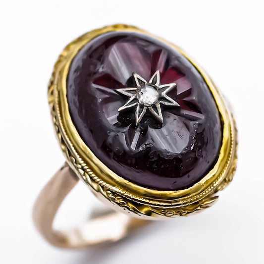 GARNET RING / DIAMOND / 18K / #12