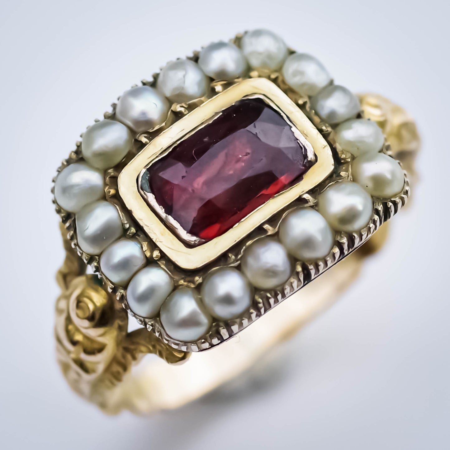 MOURNING RING / GARNET / LONDON / 18K / #12.5