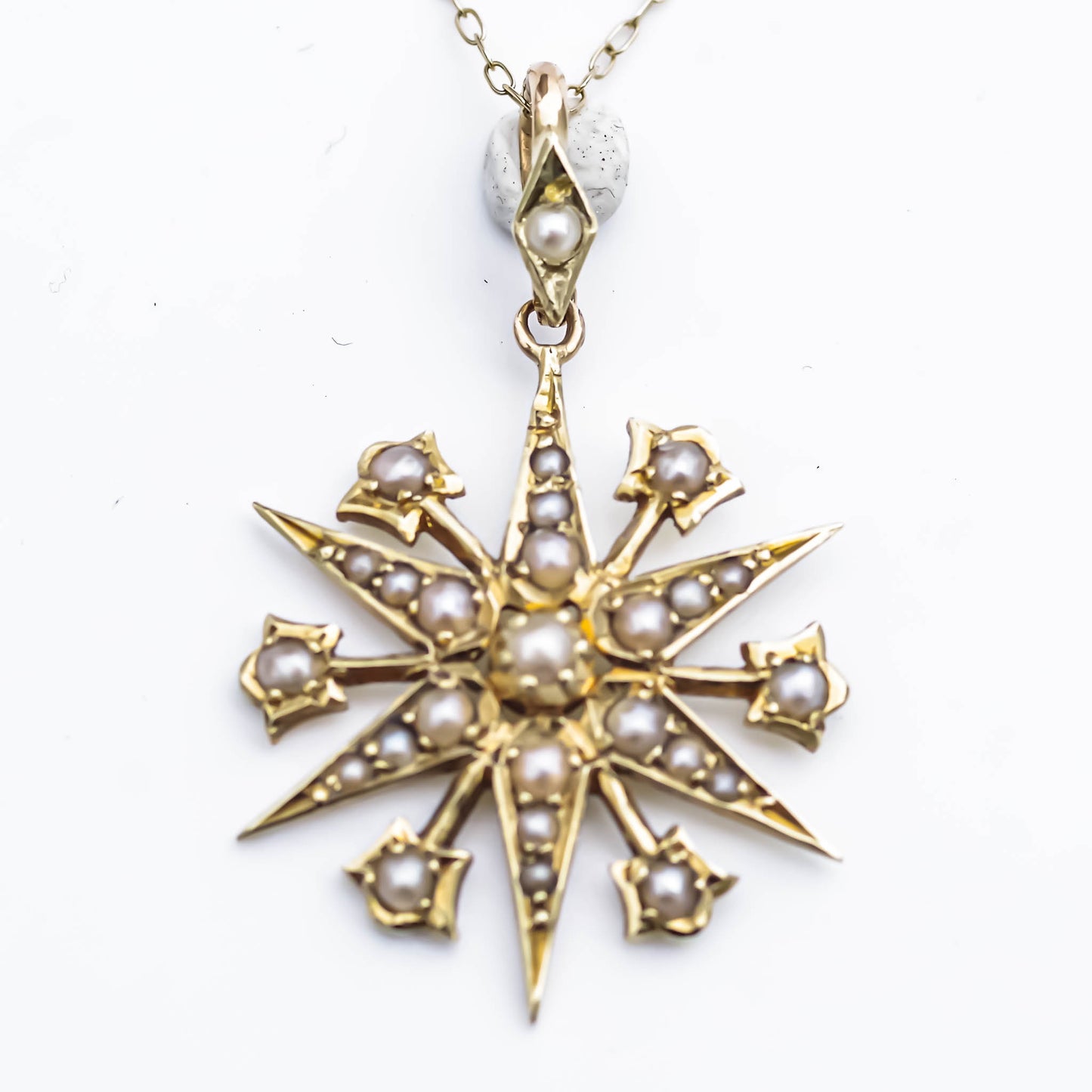 STAR NECKLACE SMALL / PEARL / LONDON / 15K